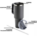 Copo caneca (1200 ml) Inox com alça e canudo