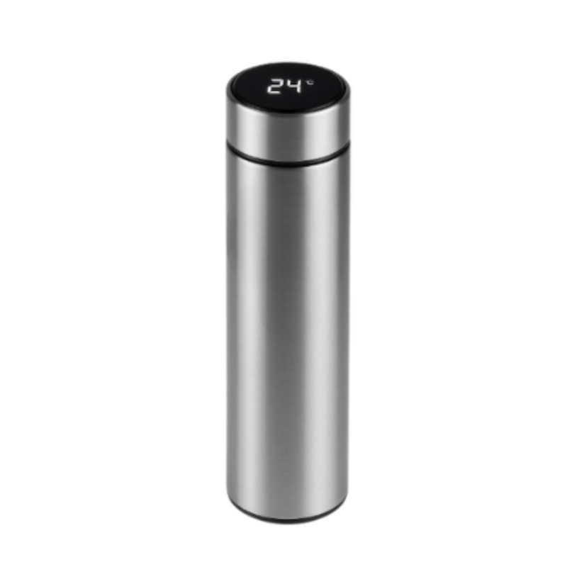 Garrafa térmica com LED e Termômetro (500ml) - Prata