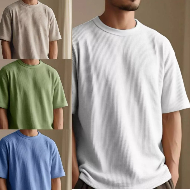 Camiseta no estilo oversized texturizada - kit com 4 unidades