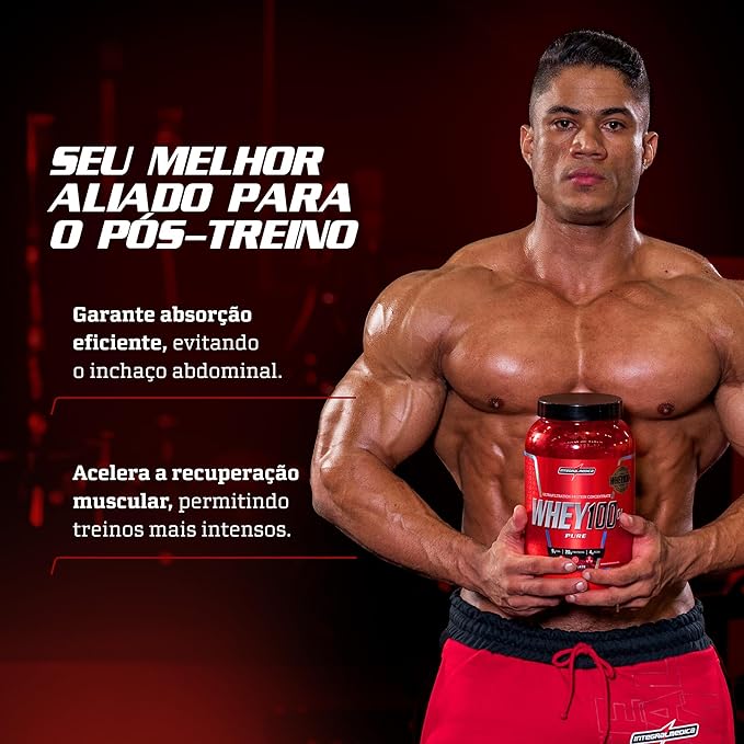 Integralmédica - Whey Protein Concentrado 100% Pure - 21g de Proteína por Scoop, Suplementação Alimentar Pós-Treino, Fórmula Enriquecida com BCAAs - Pote 900g