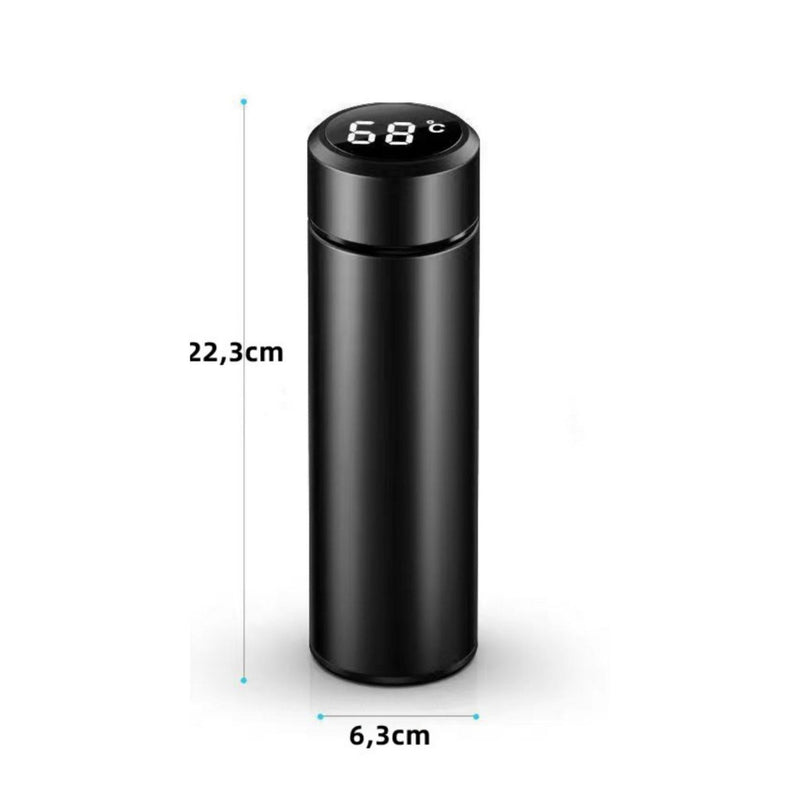 Garrafa térmica com LED e Termômetro (500ml) - Prata